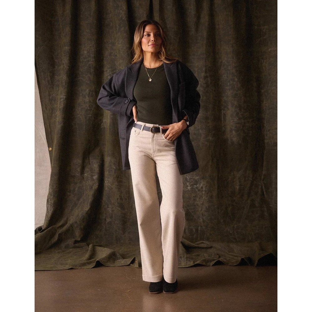 The Normal Brand Comfort Terry Wide Leg Pant Color Birch Size 26 New With Tags